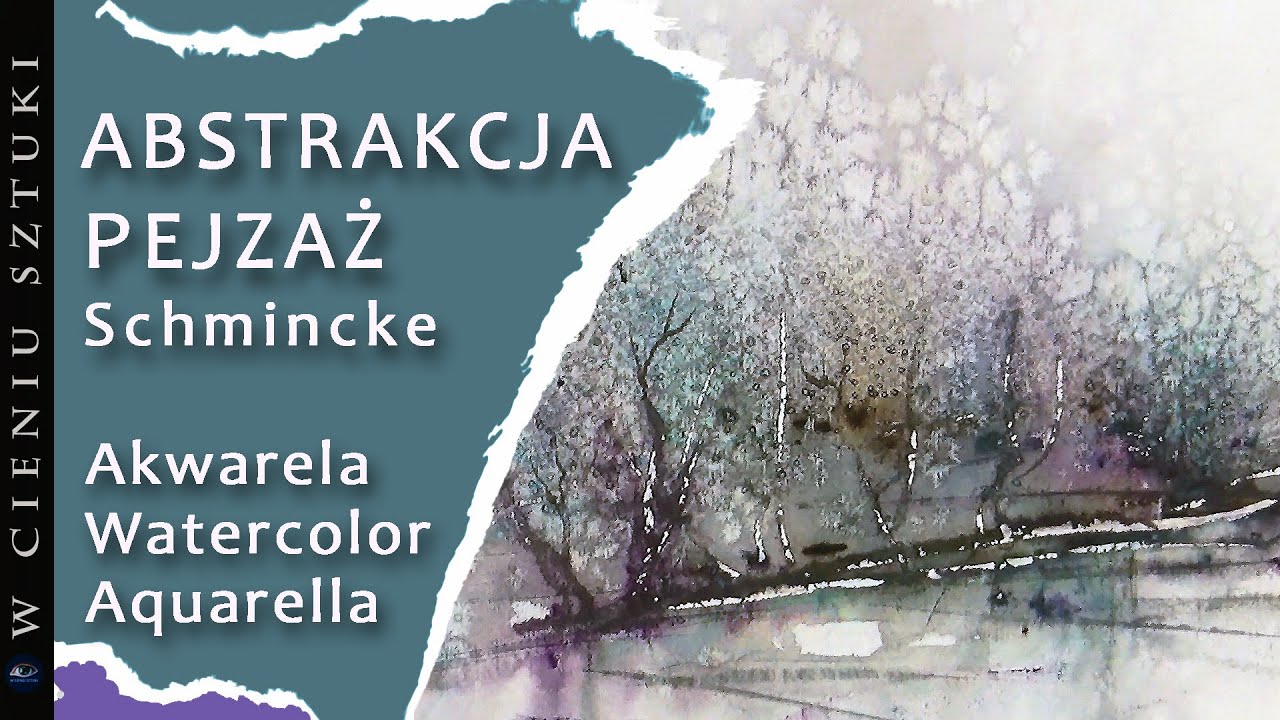 Zalany pejzaż - abstrakcja akwarelą (granulacja)