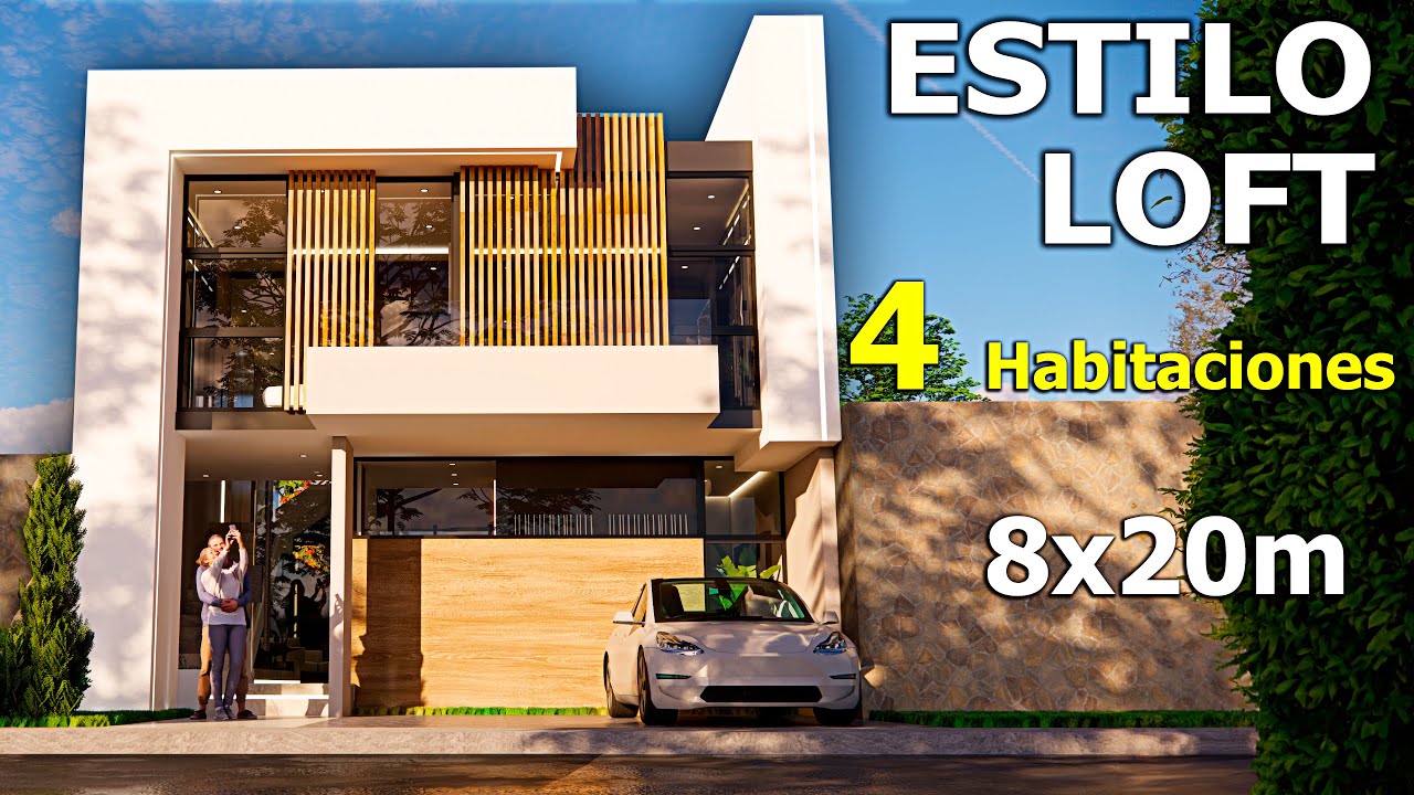 🏡MODERNA CASA en solo 8X20m I 4 Rec&aacute;maras