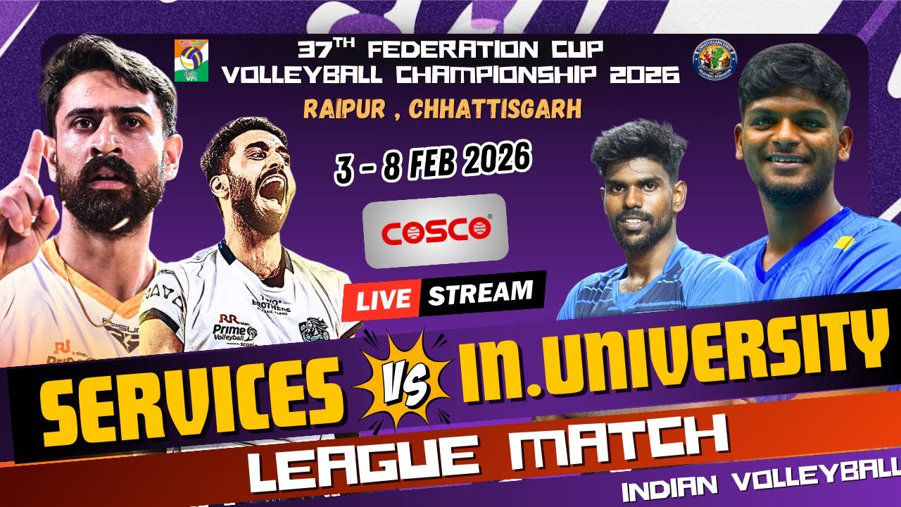 Indian University Vs Services | HD Live | 37th Federation cup Volleyball 2026 | Chhattisgarh