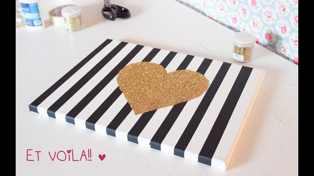 DIY wall art CANVAS with glitter and graphic prints ♡ ♡