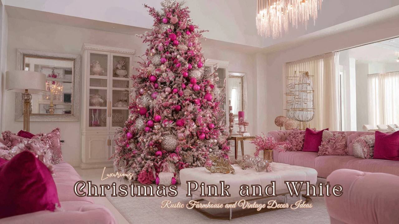 🎄Luxurious Christmas Pink and White Elegance: Rustic Farmhouse & Vintage Decor Ideas for Every Room
