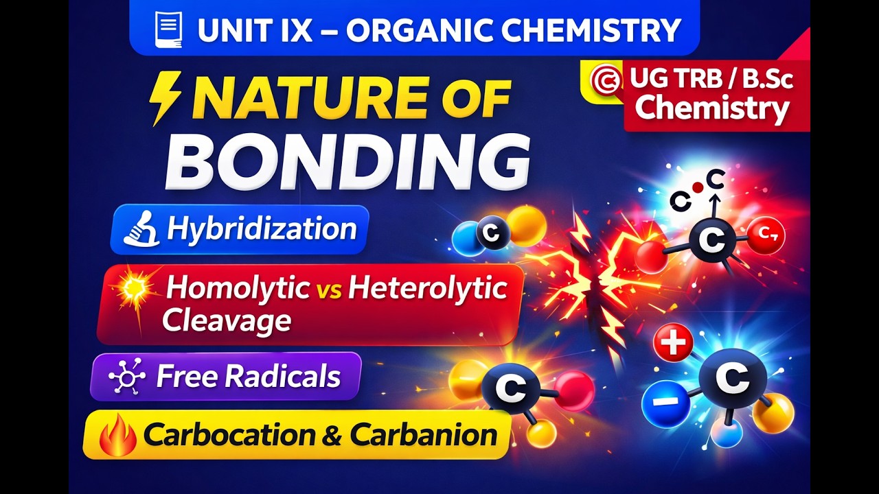 Nature of Bonding | Organic Chemistry | TRB | SET | Chemistry | Ashokan P | #carbocation #carbanion