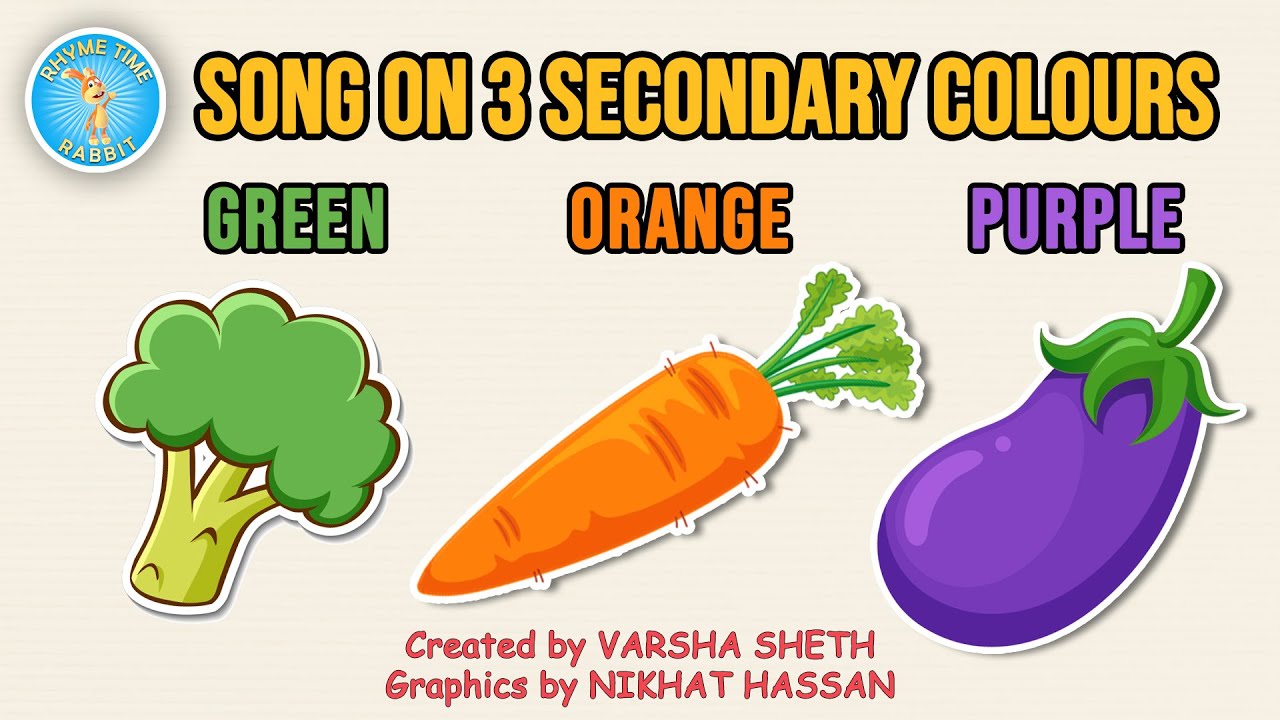 THE COLOUR SONG | Teaching Secondary Colours | Green, Orange, Purple | Rhymetime Rabbit