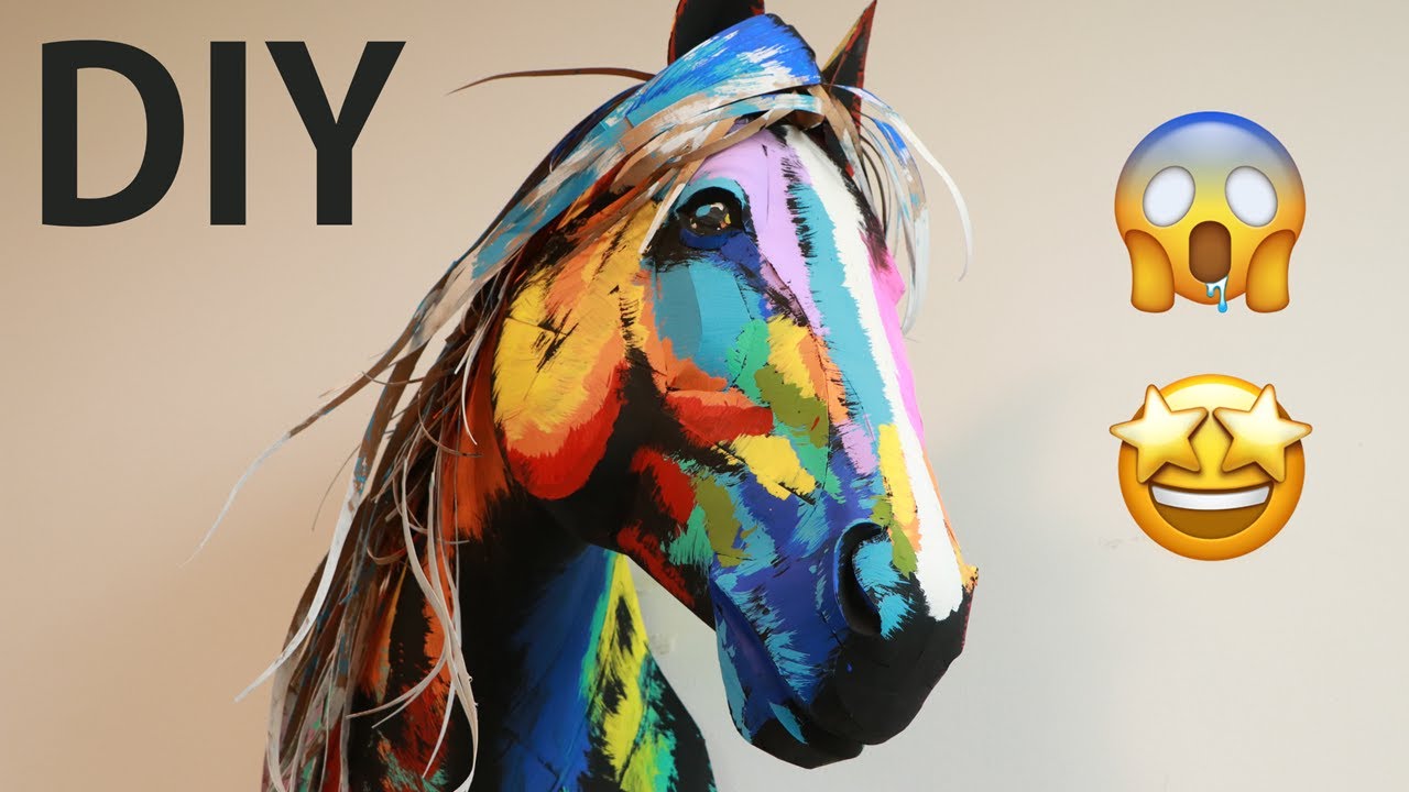 Painting a Realistic Papercraft 3D Horse Head 🐴 | Acrylic Art Wall Decor DIY
