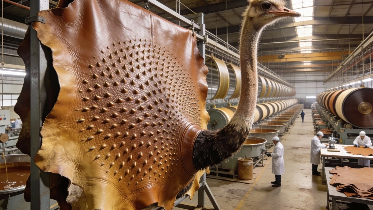 Inside the Ostrich Leather Factory – How Giant Birds Become Million-Dollar Products | Full Process