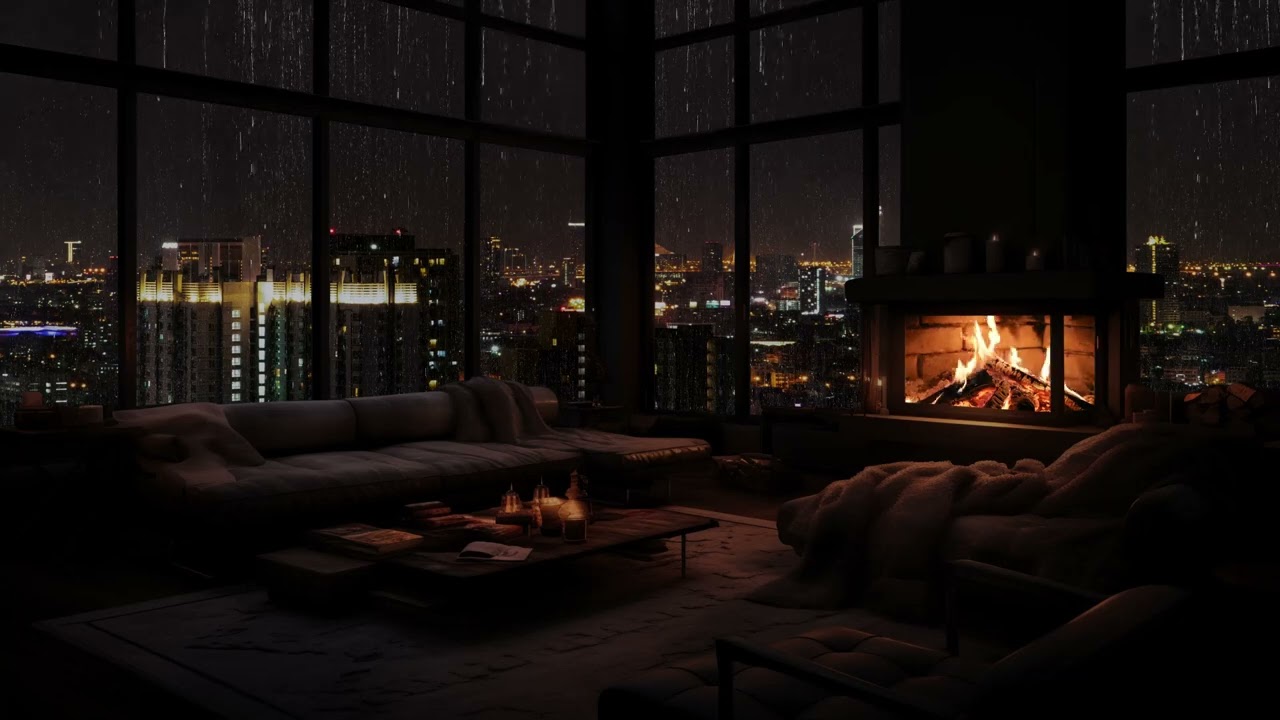 Kaminfeuer & Regen: Ein erstklassiges Schlaferlebnis in einem urbanen Hochhaus-Refugium 🌃🌧️🔥
