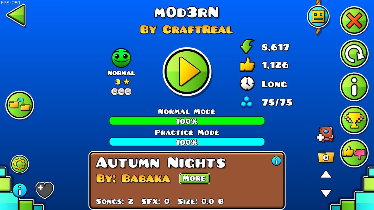 m0d3rn by CraftReal (3 Coins) (Normal 3) [Geometry Dash 2.2]