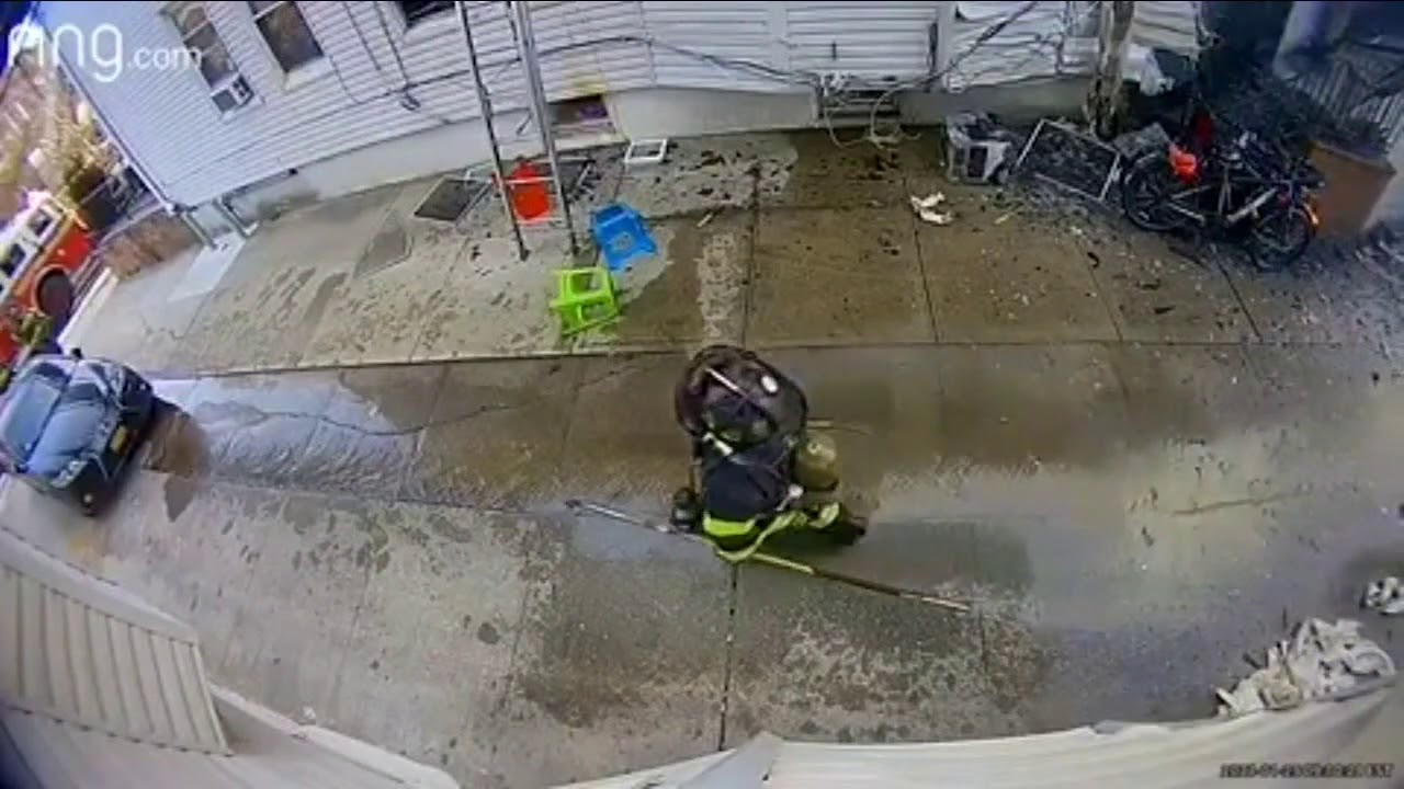 Firefighter hit by falling air conditioner in Brooklyn