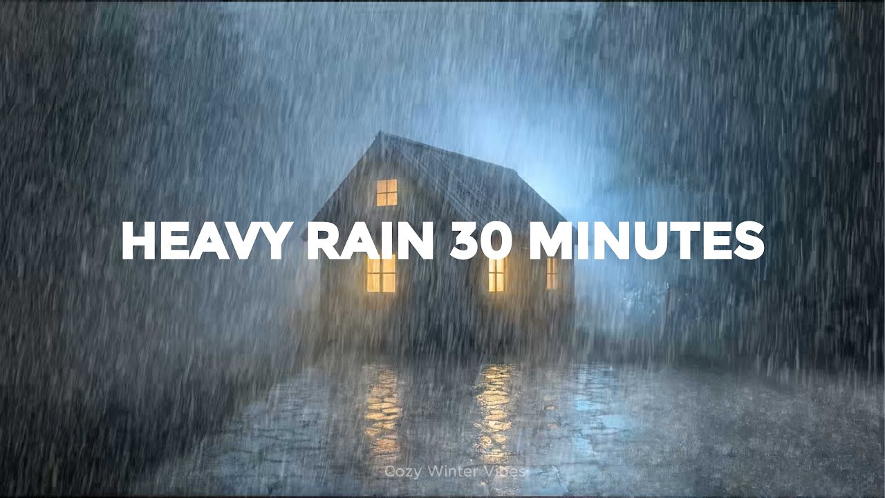 30 Minutes Rain Sounds for Sleep, Study & Focus | Dark Forest Cabin ASMR Cozy Forest  Night Ambience