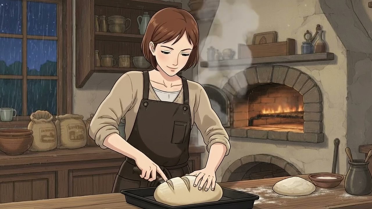 The Midnight Bakery: A Warm Bread and a Hidden Secret | Ghibli Style Animation ASMR