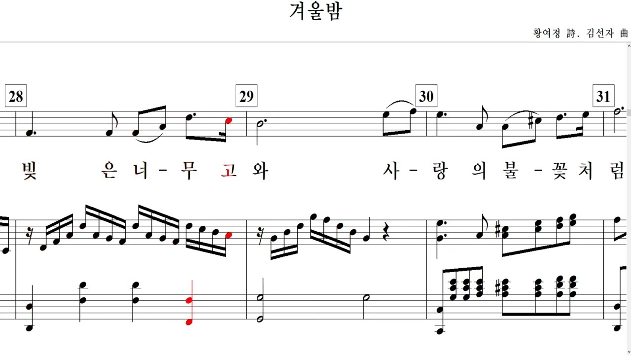 겨울밤(황여정 詩. 김선자 曲)-for Soprano