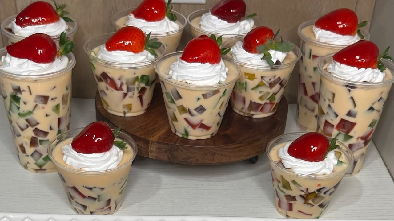 Gelatina de mosaico en tres leches , sabor durazno 🍑