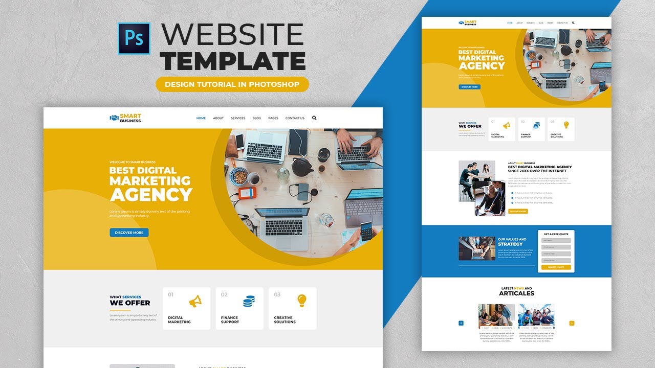 How to Design a Business Website Template | Adobe Photoshop Tutorial | Speed Art | Grafix Mentor