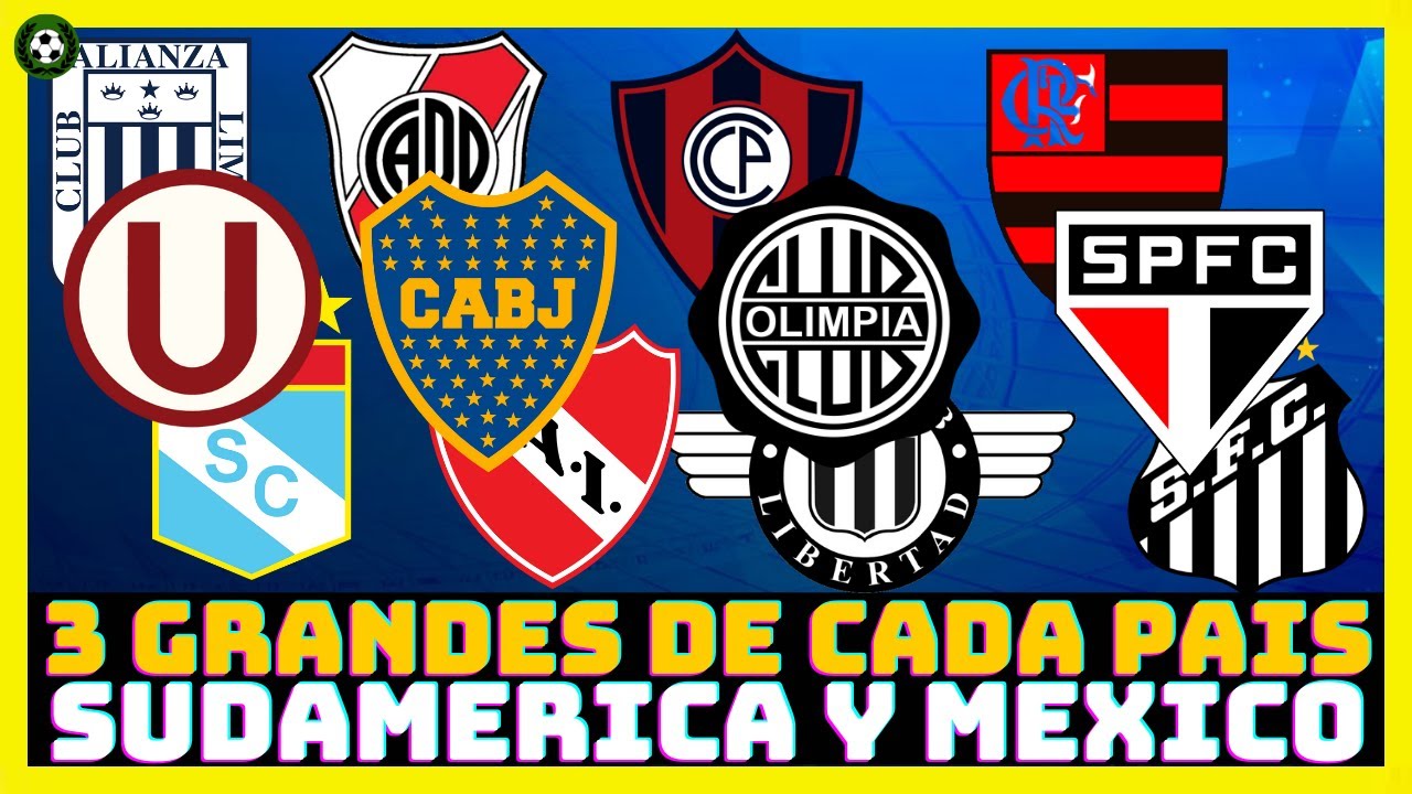 LOS 3 EQUIPOS MÁS GRANDES DE CADA PAÍS DE SUDAMERICA Y MÉXICO