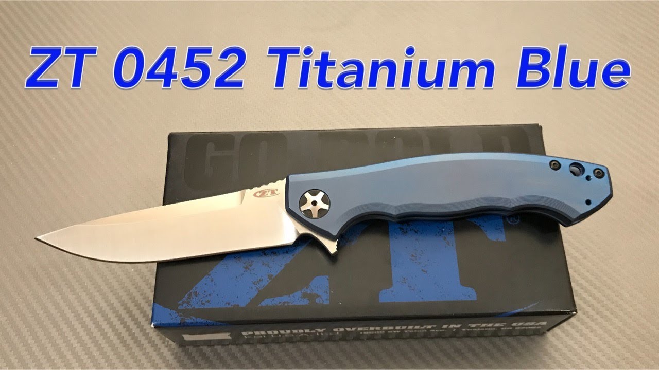 Zero Tolerance Sinkevich ZT 0452TIBLU Flipper Knife Blue Titanium 4.1