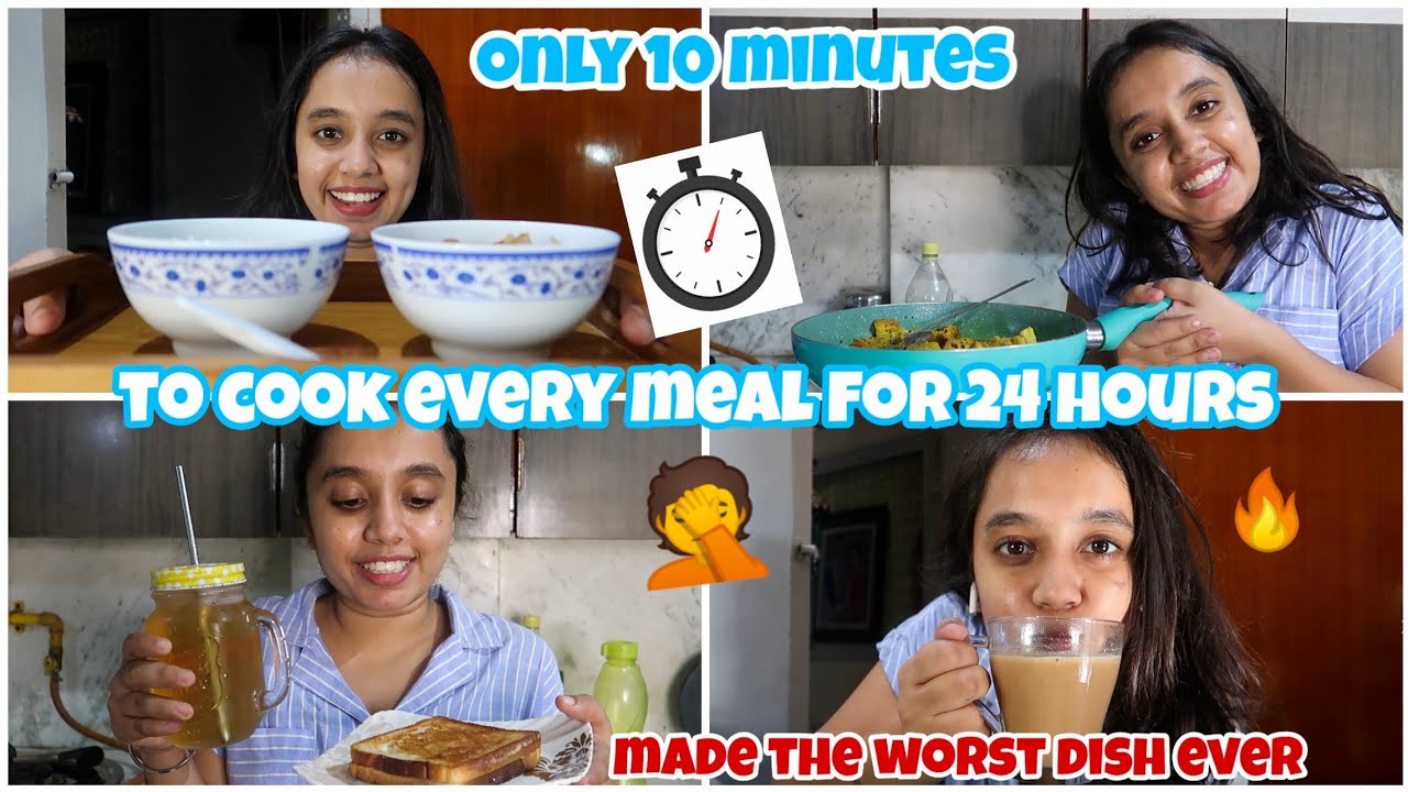I only had 10 minutes to cook every meal for 24 HOURS 👩‍🍳|gopsvlog