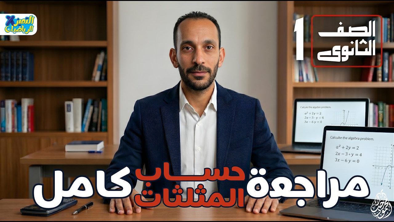 مراجعه حساب مثلثات اولي ثانوي الترم الثاني 2026 ا المنهج كامل ا رياضه اولي ثانوي