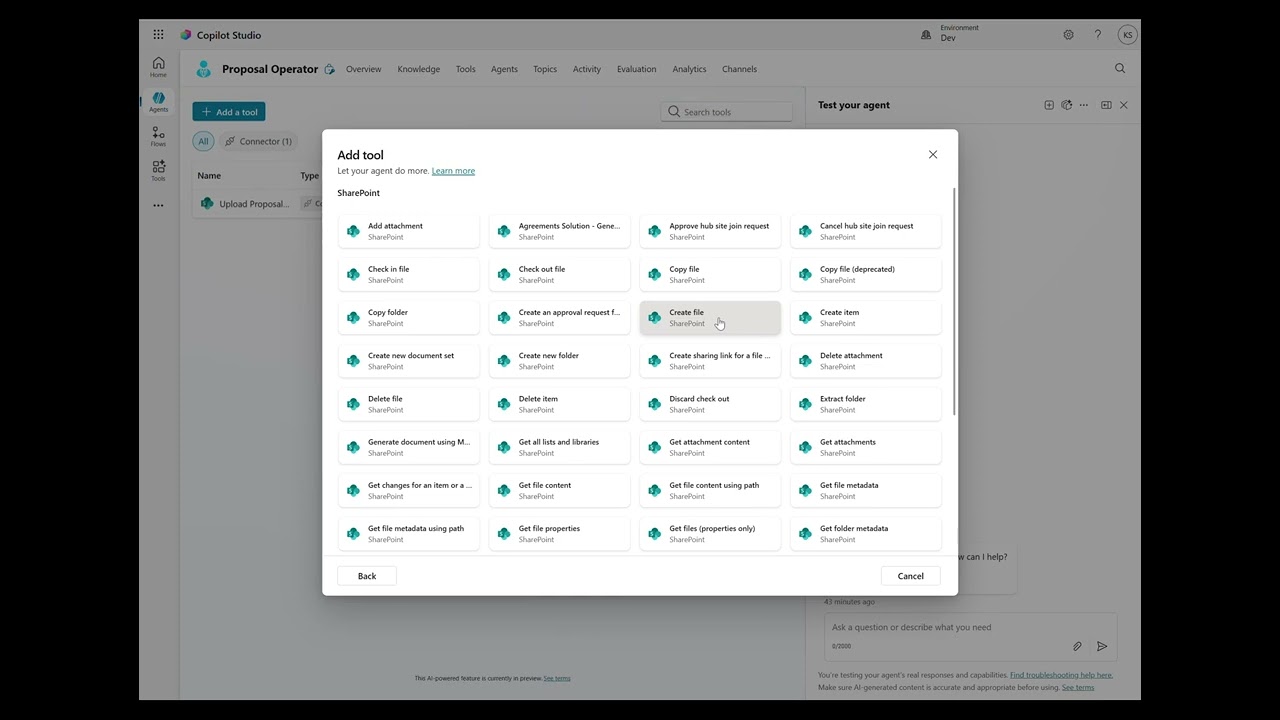 Check file type and upload to SharePoint with Copilot Studio Agent
