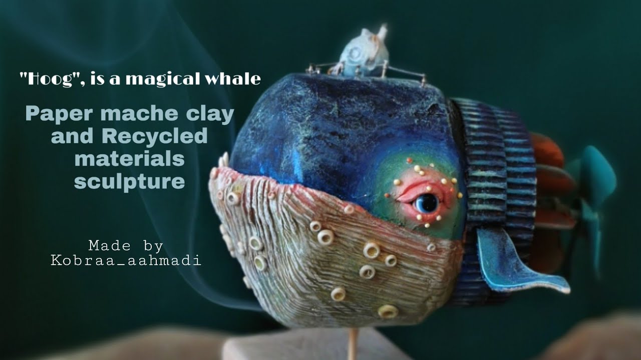 How to making magical whale sculpture with papermache clay. His name is 