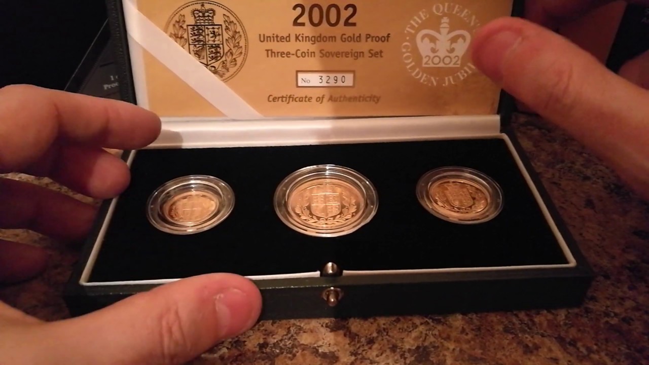 2002 Gold Sovereign 3 Coin Proof Set! Double Sov, Full Sov and Half Sov!