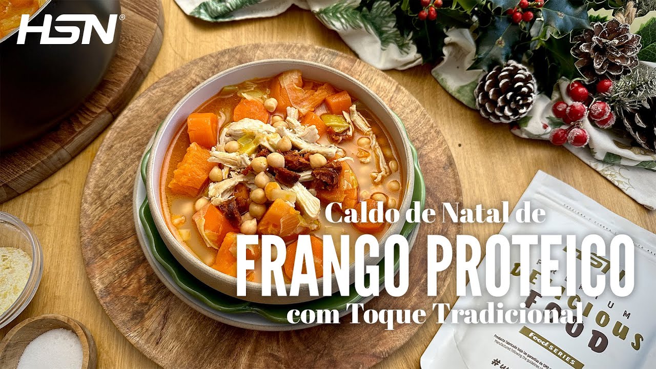 Caldo de Natal de Frango Proteico com Toque Tradicional