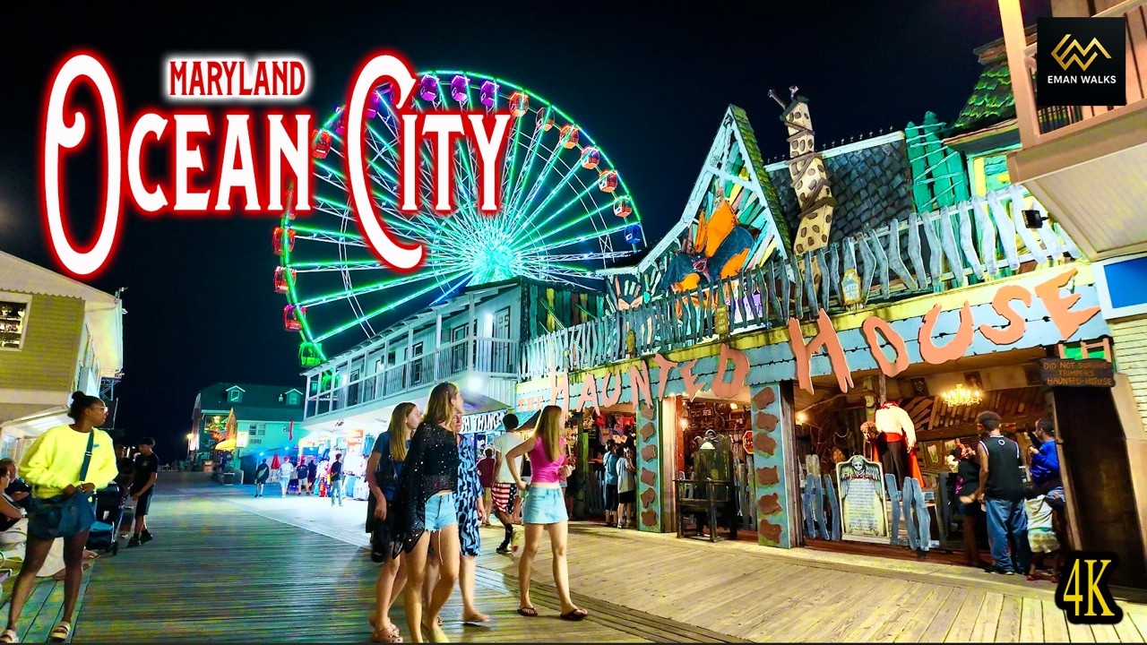 Ocean City Maryland Boardwalk Evening Walk 4K