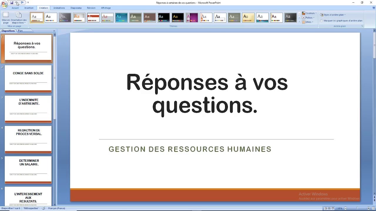 R&eacute;ponses &agrave; vos questions