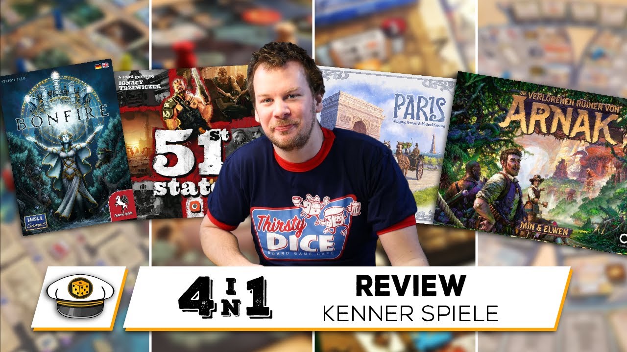 4in1 Review: Kennerspiele 🎲 Ruinen von Arnak, Bonfire, 51st State & Paris