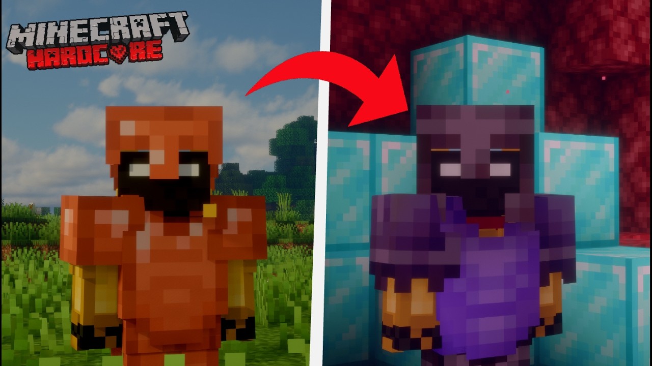I Got FULL NETHERITE in 1 Day in Hardcore Minecraft