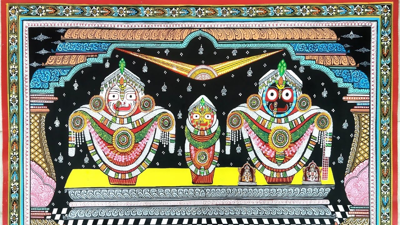 How to draw LORD ⭕❗⭕ JAGANNATH with Chaturdhamurti BADA SINGHAR BESHA by step by step pattapainting🙏