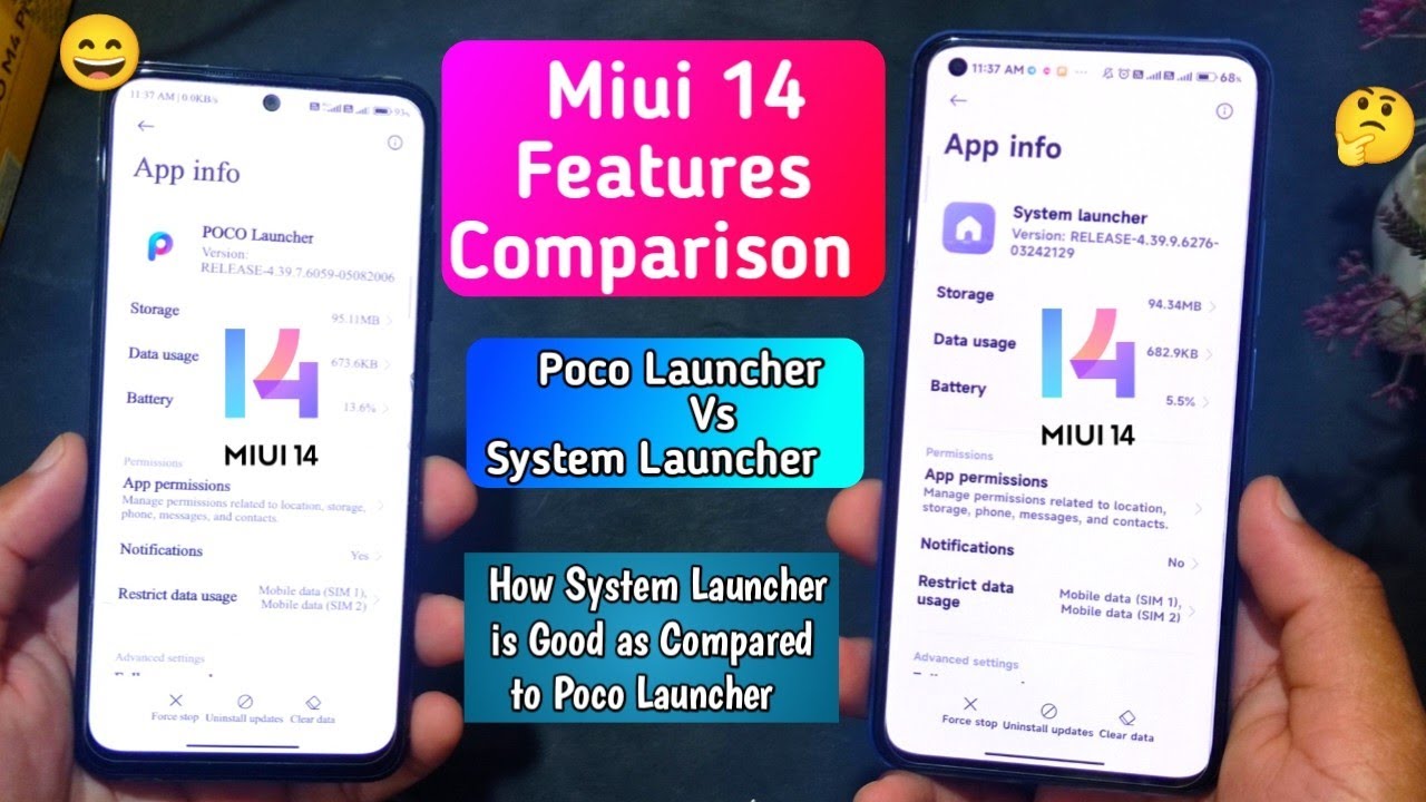 Miui 14 Features :: Poco Launcher Vs System launcher Full Comparison |