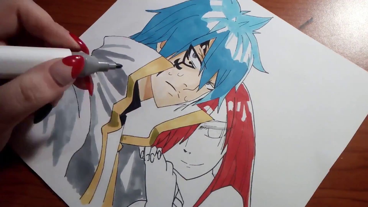 Speed drawing Jellal and Erza (Fairy Tail)
