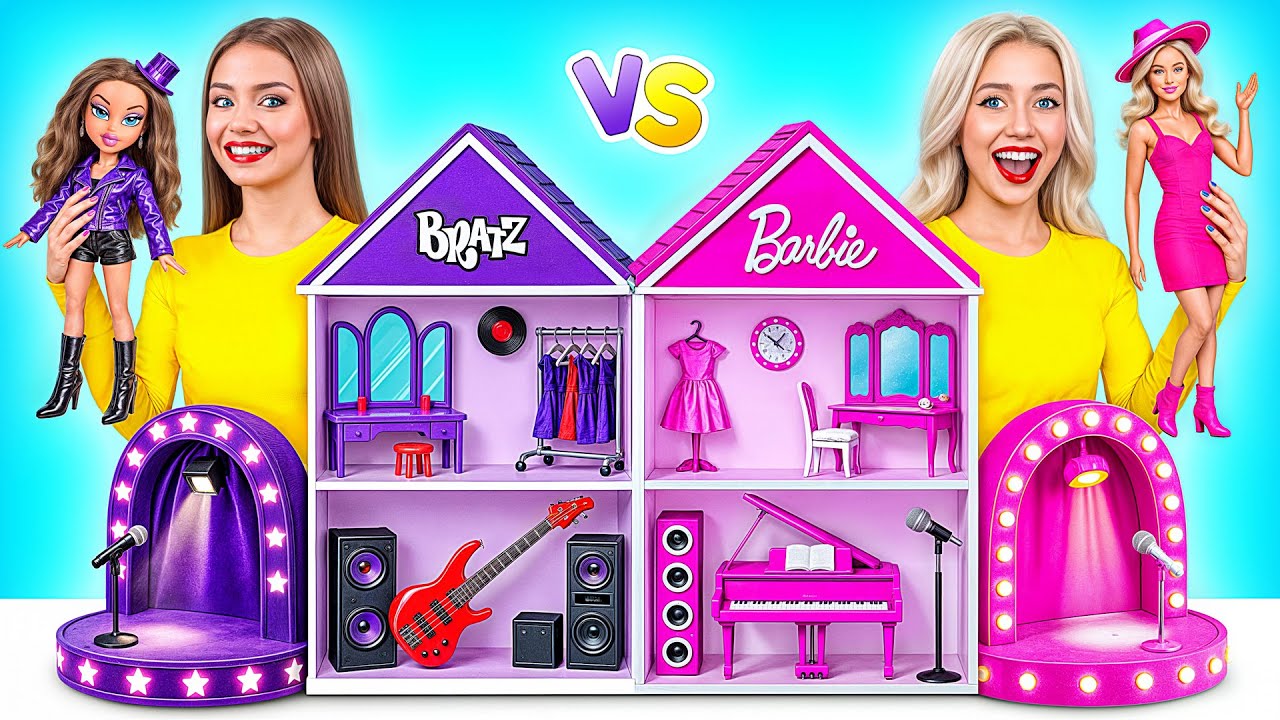Строим Удивительный Кукольный Домик | Барби vs Братц Челлендж от Candy DO