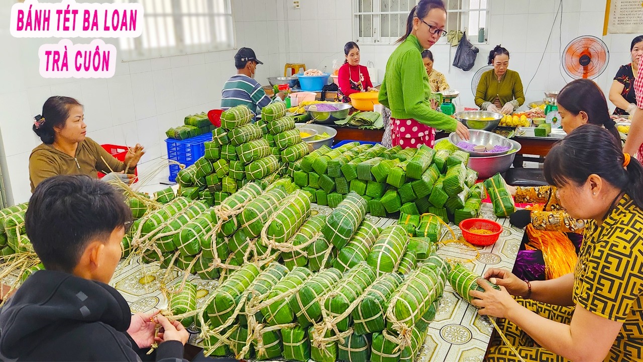 Bánh Tét Trà Cuôn | Quy trình Gói Bánh Tét 3 Màu cực đẹp chuẩn vị ở Miền Tây