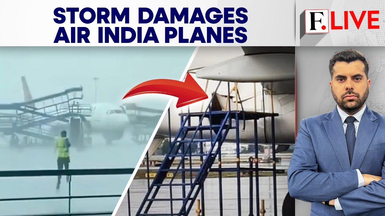 Дели: наземное оборудование повредило самолеты Air India во время шторма | Firstpost Live