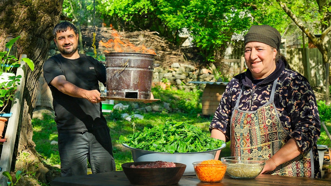 Azerbaijan Cooking in Nature – Peaceful Village Recipes by Grandma 🍃🔥