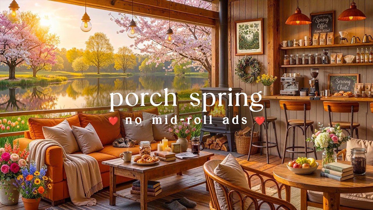 🌸 Porch Spring Jazz (NO MID-ROLL ADS) &ndash; Cozy Piano Ambience for Relaxation & Focus