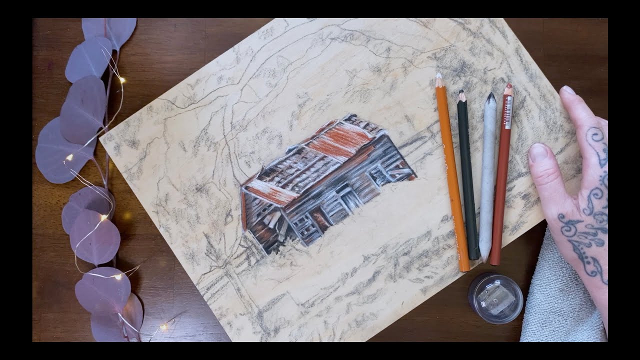 ASMR - EXTRA LONG Pencil on Wood Scratching (no talking) | Drawing an Old Barn in the Woods
