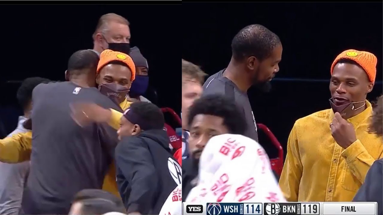 Kevin Durant Hugs Russell Westbrook  12/13/20  KD Westbrook best friends again!