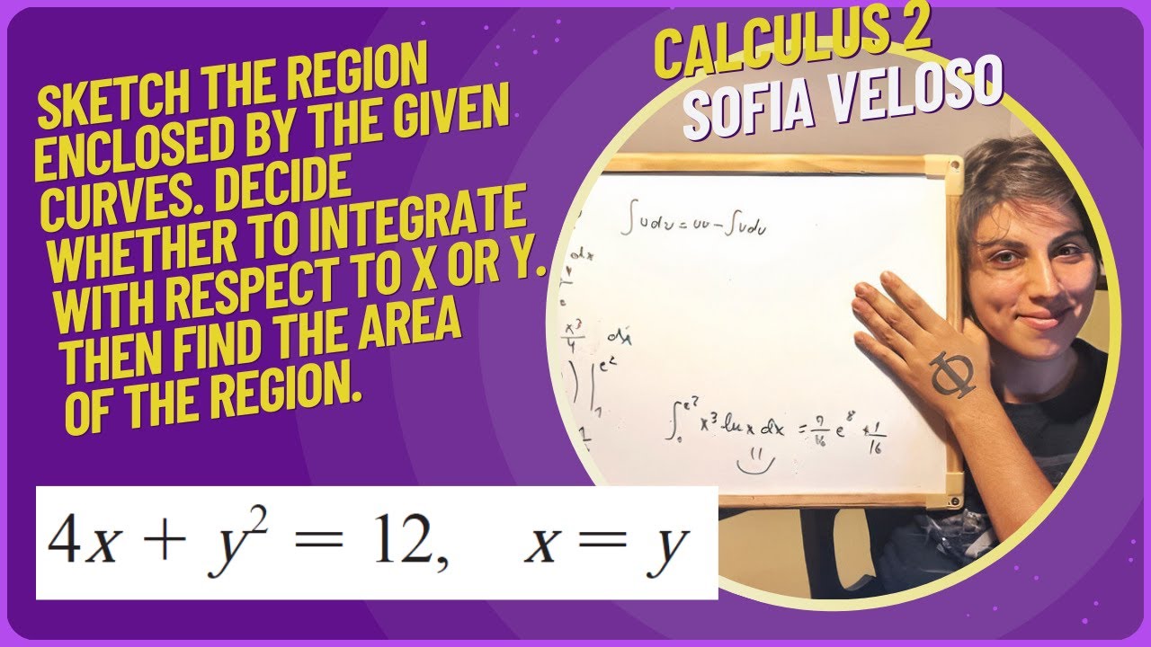 6.1.12 Sketch the region. Decide whether to integrate with respect to x or y. 4x + y^2 = 12, y = x
