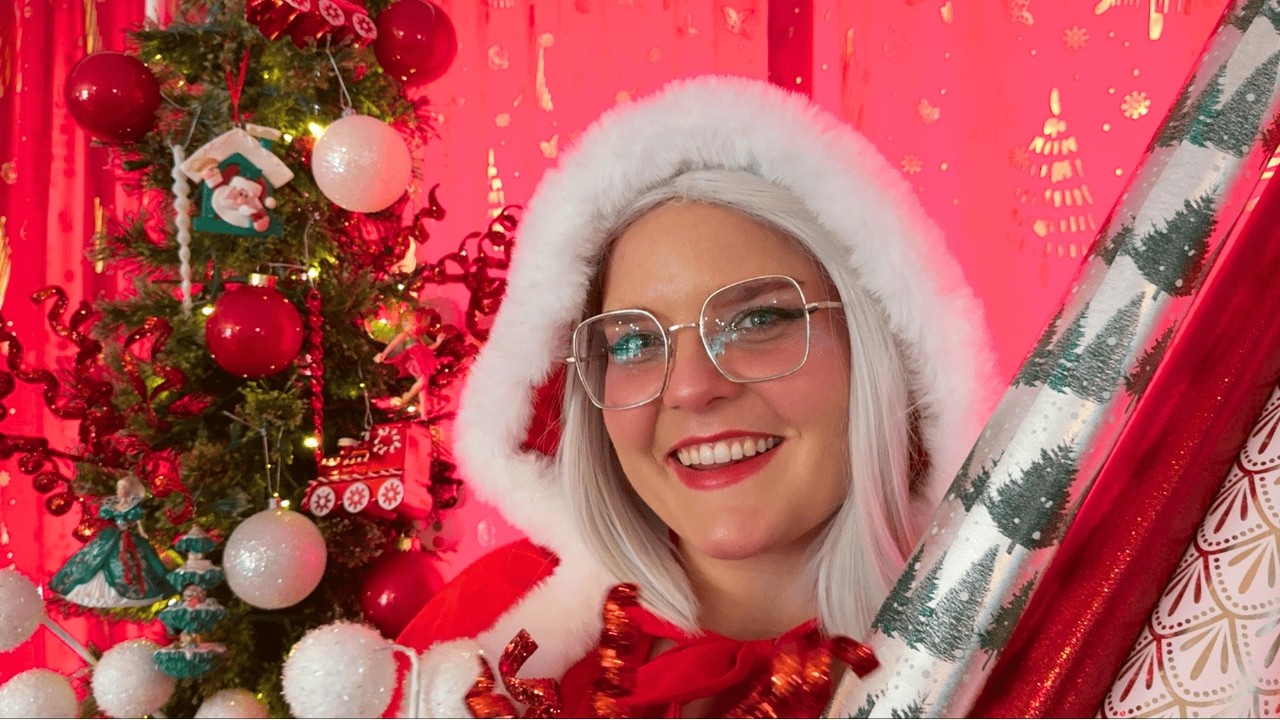 Mrs. Claus decorates her tree and wraps you up🎁 (you're on someone's Christmas list!) 🎄