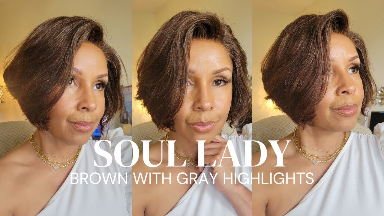 SOUL LADY --  BROWN WITH GRAY HIGHLIGHTS LAYERED BOB