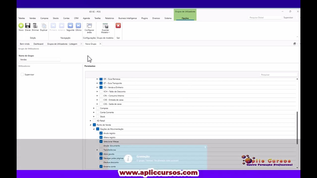 📢 Mais um vídeo no ar!  - Grupos e Utilizadores XDSoftware