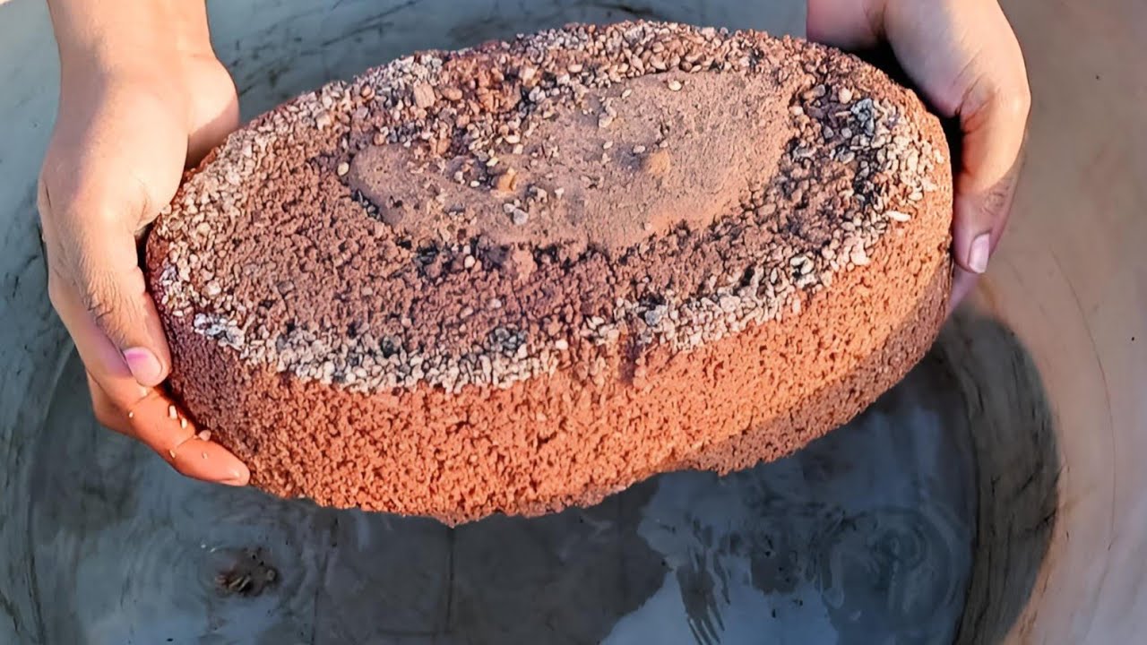 N😍white stoney Red Dirt ovals Shapes Water Tub Crumbling @GoldenStarAsmr 