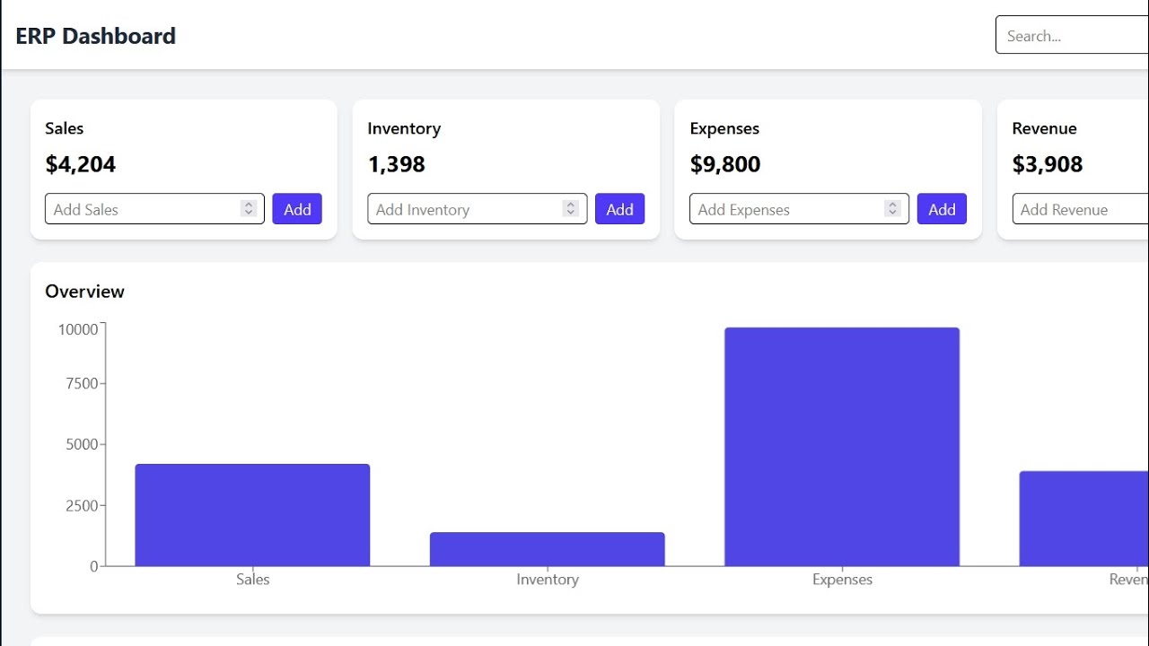 📊 ERP Dashboard using ReactJS + Tailwind CSS | Responsive Admin Panel UI