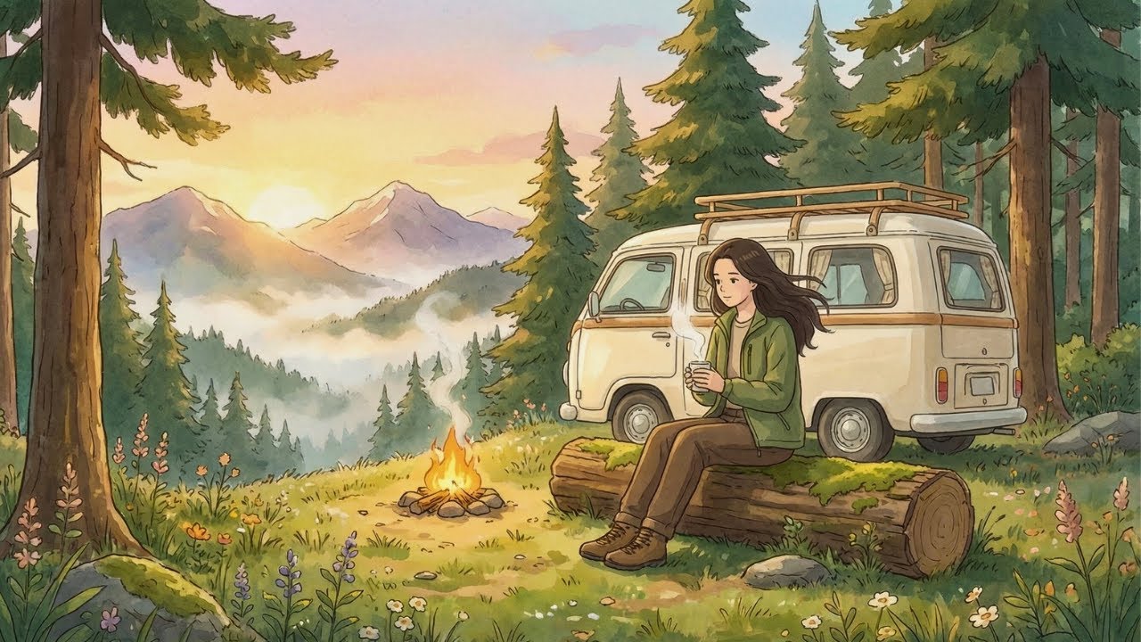 I Spent a Quiet Day Camping on a Mountain — Ghibli-Inspired Van Life