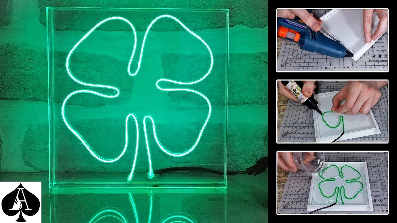 Neon Effect EL Wire in Epoxy Resin | Four Leaf Clover | Night Light Tutorial
