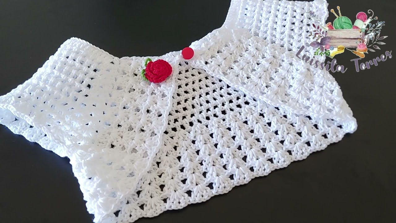 BOLERO TEJIDO A CROCHET O GANCHILLO - PASO A PASO - TEJIDO FACIL - 6 A 12 MESES