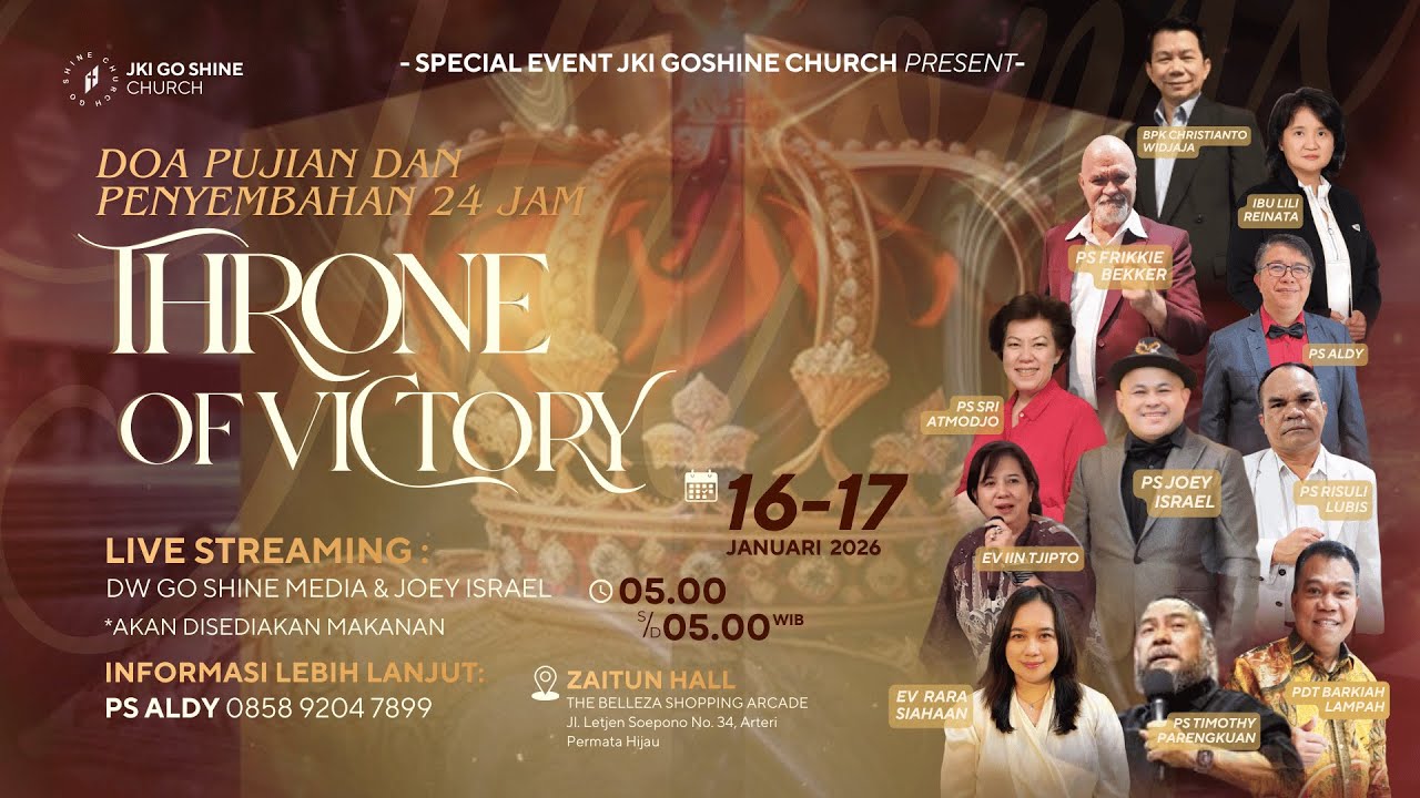 SESI 1 - DOA PUJIAN DAN PENYEMBAHAN 24 JAM | THRONE OF VICTORY | 05.00 WIB