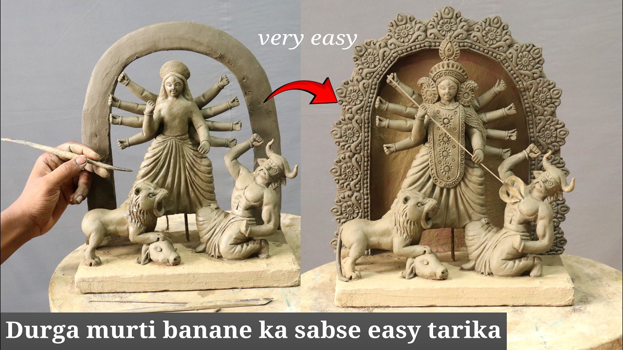 Durga murti banane ka sabse easy tarika sikhiye | Small durga murti making at home